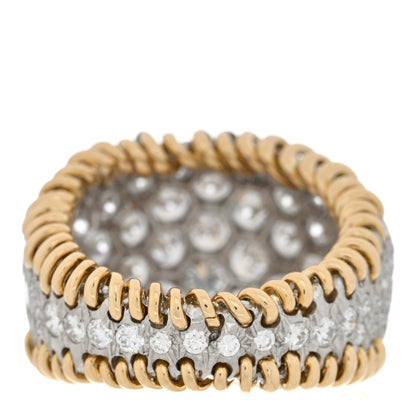 Tiffany 18K Yellow Gold Platinum Diamond Schlumberger Stitches Dome Ring 50 5.5 3 of 4