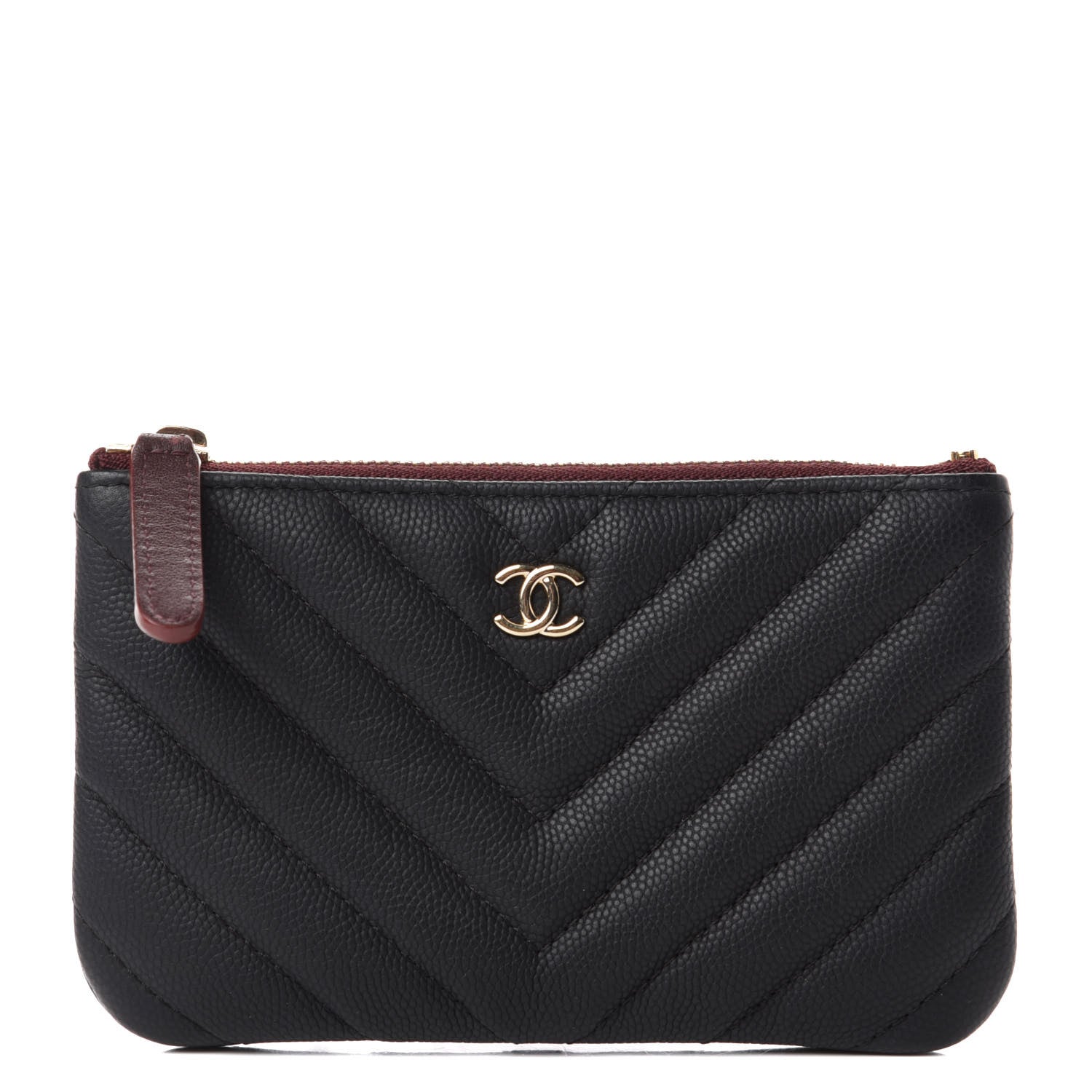 Chanel Caviar Chevron Quilted Small Cosmetic Case Black 1 of 8