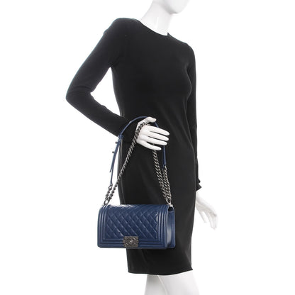 Chanel Caviar Quilted Medium Boy Flap Dark Blue 3 of 9