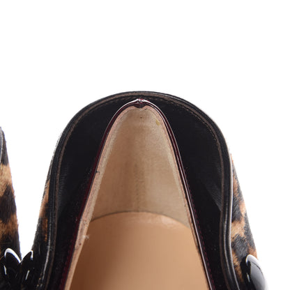 Christian Louboutin Patent Pony Hair Leopard Print Huguette 100 Pumps 39 Rouge Noir Leopard 11 of 15