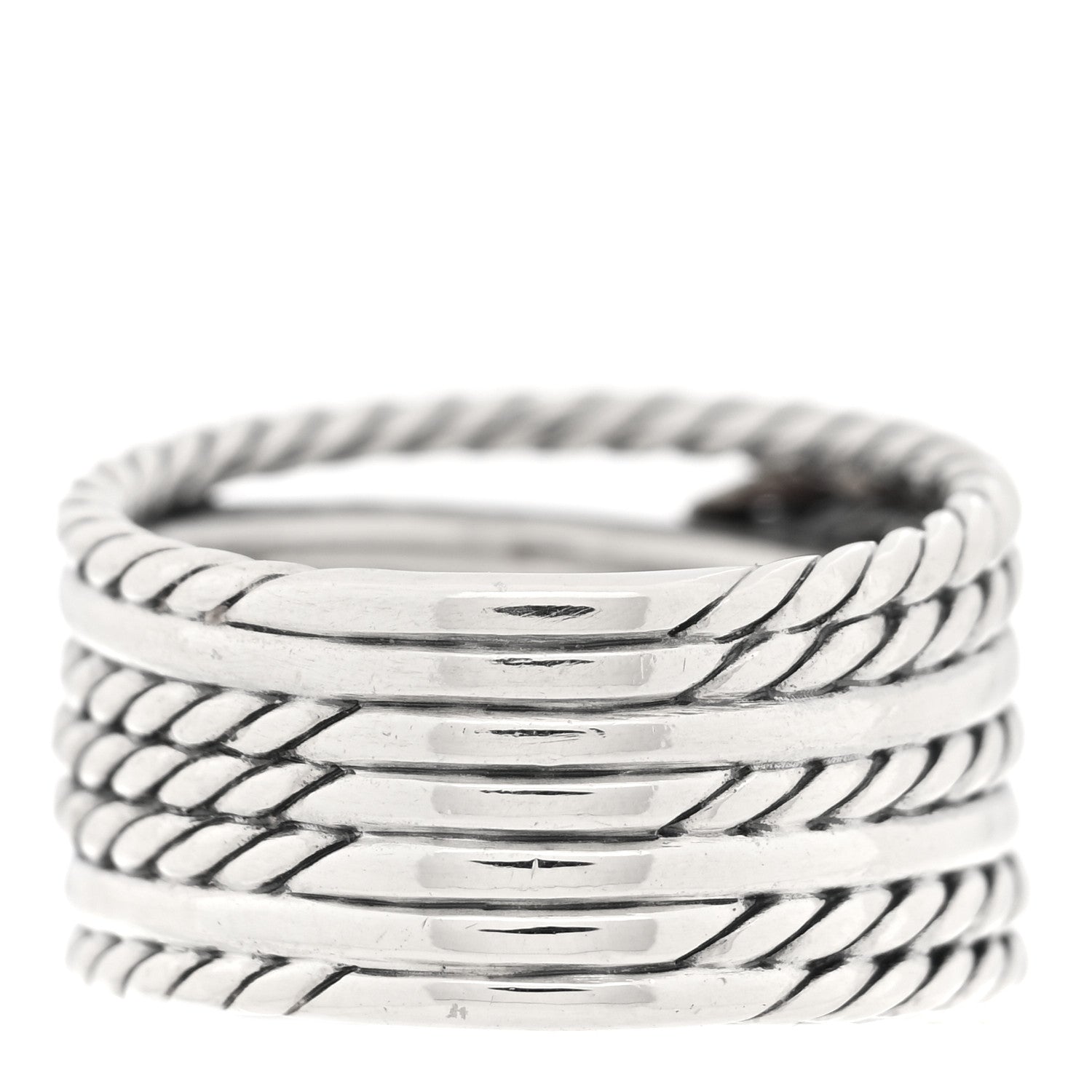 David Yurman Sterling Silver 18K Yellow Gold Double X Crossover Ring 55 7.25 3 of 4