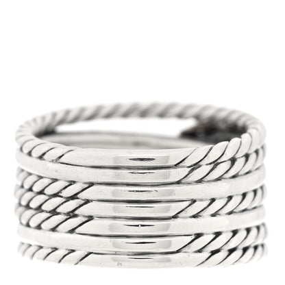David Yurman Sterling Silver 18K Yellow Gold Double X Crossover Ring 55 7.25 3 of 4