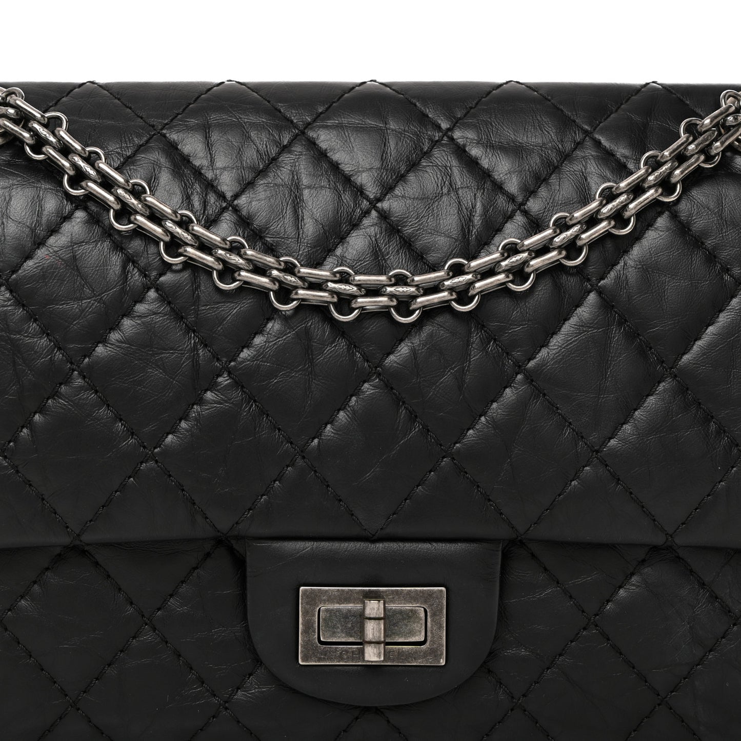 Aged Calfskin Quilted 2.55 Reissue 225 Flap Black