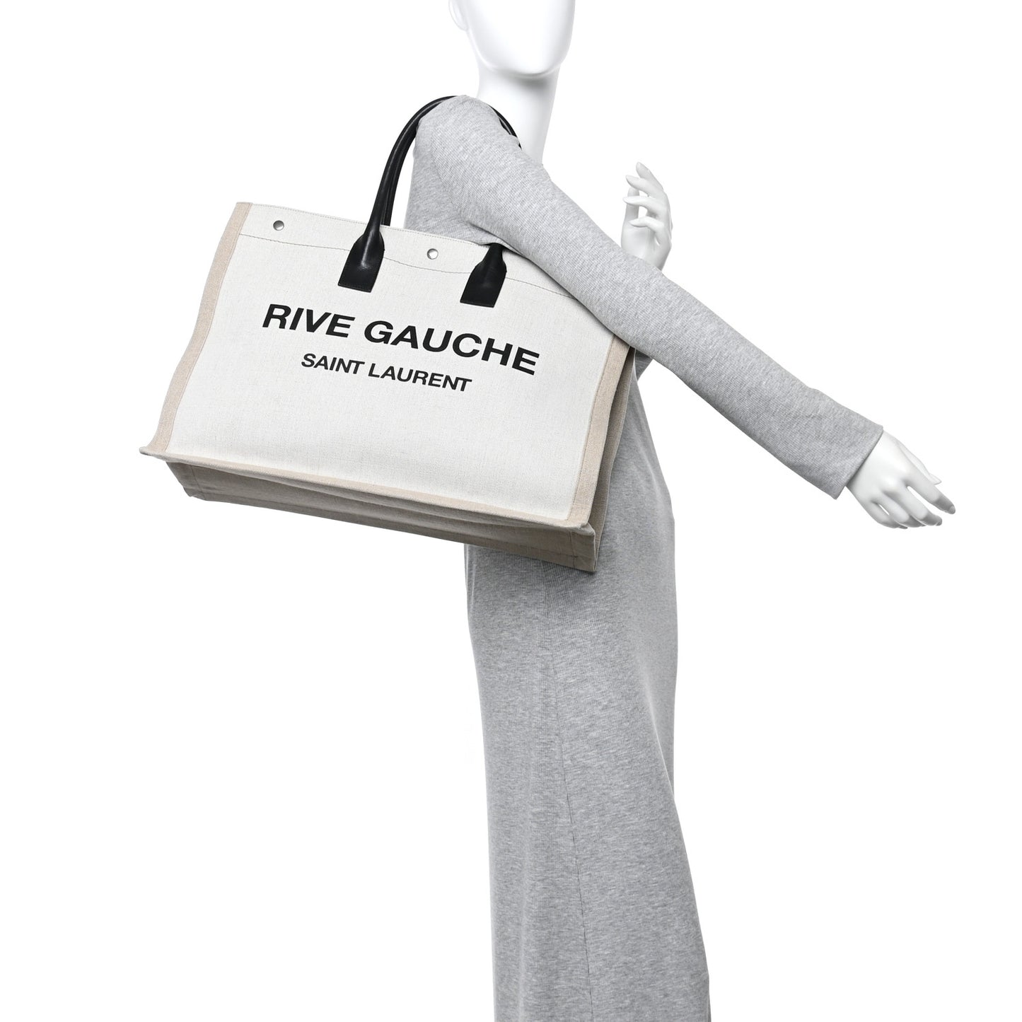 Linen Calfskin Rive Gauche Tote Optic White