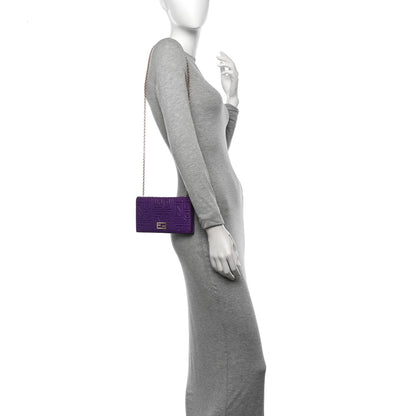 Fendi Nappa Logo Embossed Long Wallet On Chain Purple 2 of 15