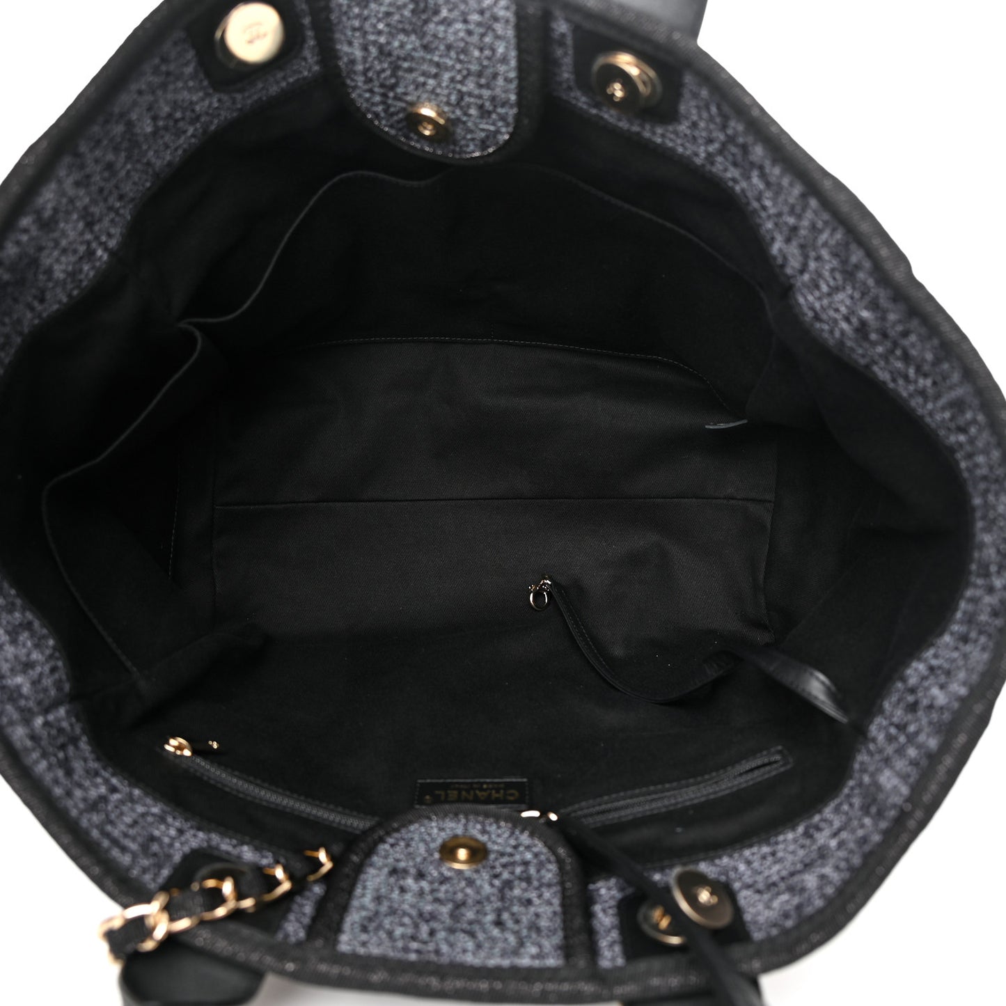 Lurex Boucle Medium Deauville Tote Black