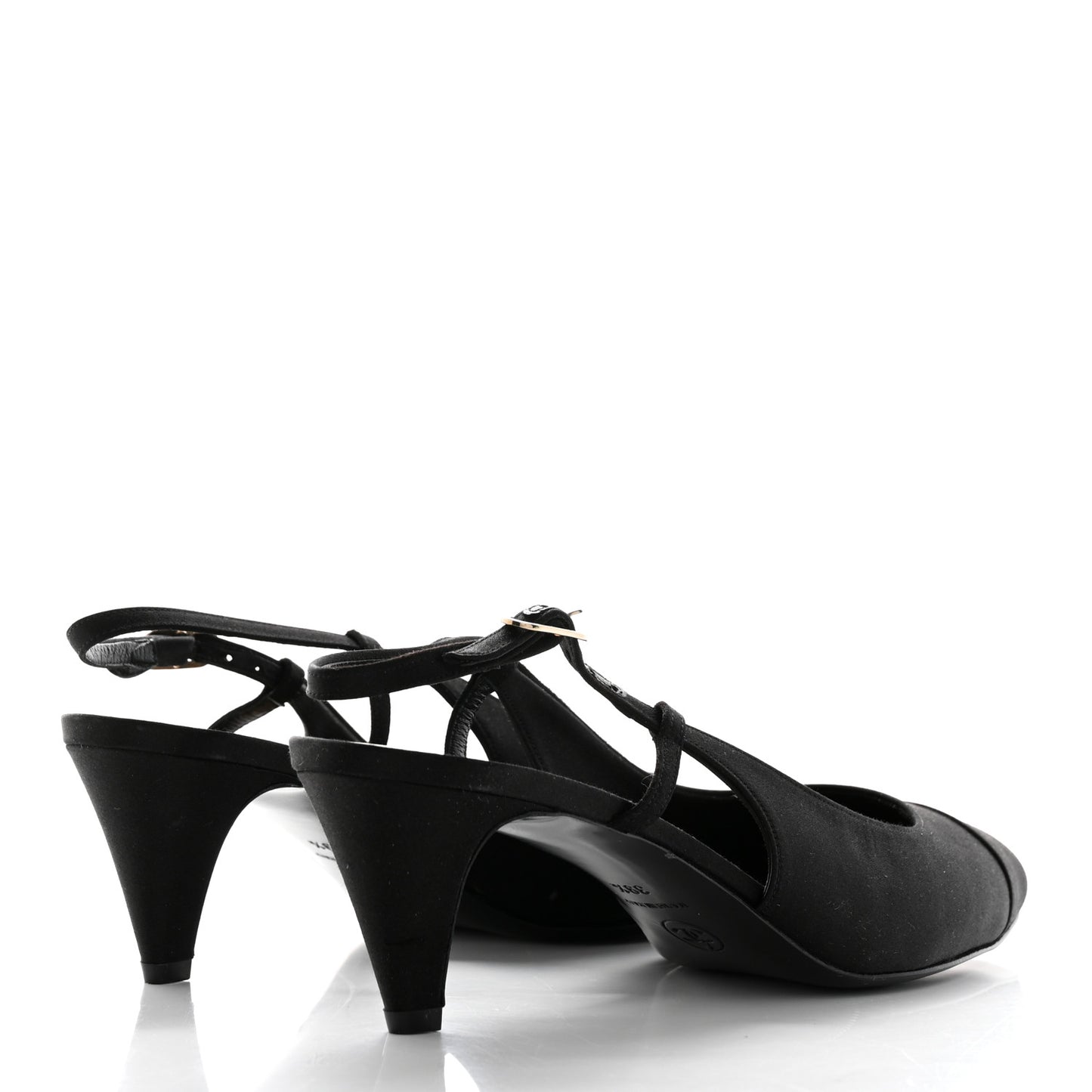 Satin Cap Toe CC Slingback Pumps 39.5 Black