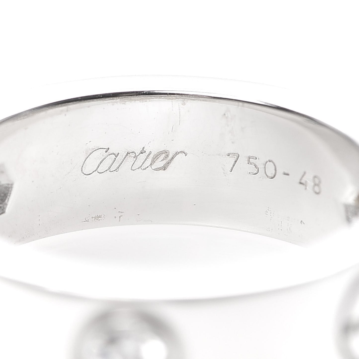 18K White Gold 3 Diamond 5.5mm LOVE Ring 48 4.5