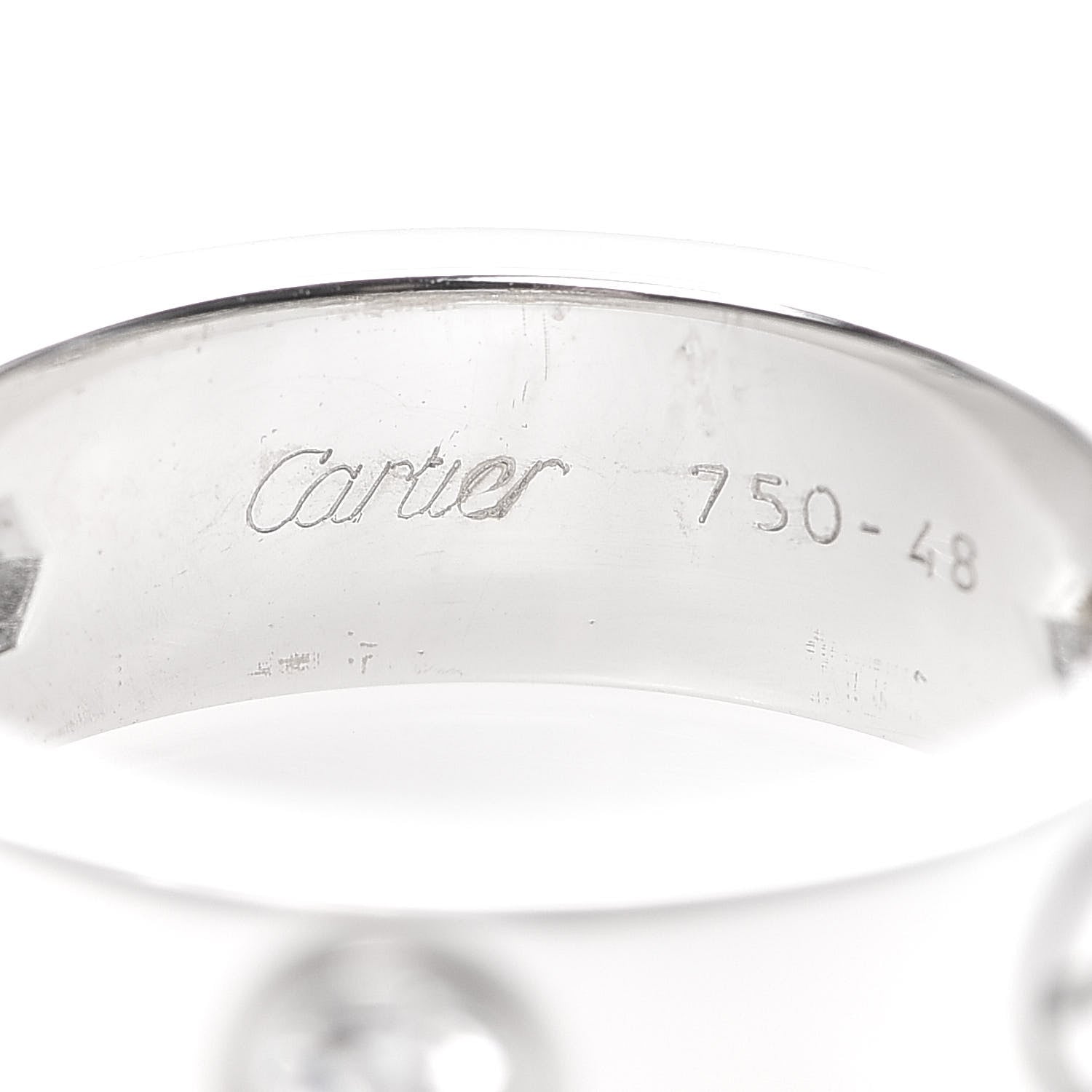 Cartier 18K White Gold 3 Diamond 5.5mm LOVE Ring 48 4.5 5 of 5