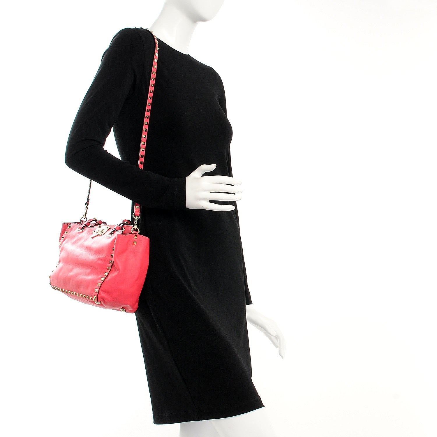 Valentino Garavani Vitello Small Rockstud Tote Deep Rose 2 of 9