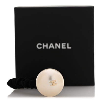 Chanel Pearl CC Hair Tie Black Gold Pearly White 6 of 6