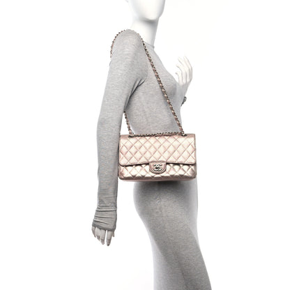 Chanel Metallic Calfskin Pixel Effect Medium Double Flap Pinky Gold 2 of 11