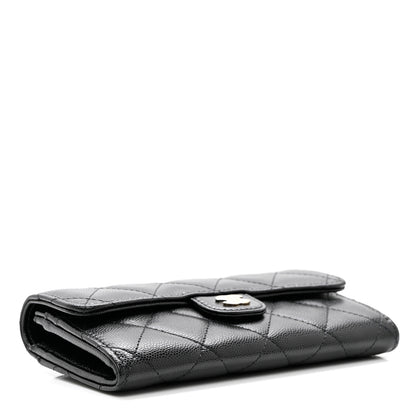 Chanel Caviar Quilted Medium Gusset Flap Wallet Black 4 of 9