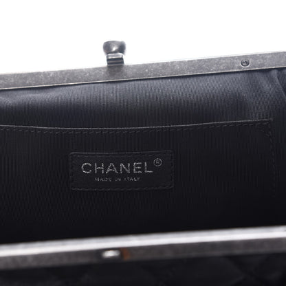Chanel Lambskin Python Kisslock Tabatiere Clasp Flap Black 8 of 10