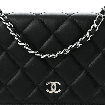 Chanel Lambskin Quilted Wallet On Chain WOC Black 9 of 12