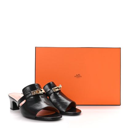 Hermes Goatskin Candy Sandals 37 Black 8 of 8
