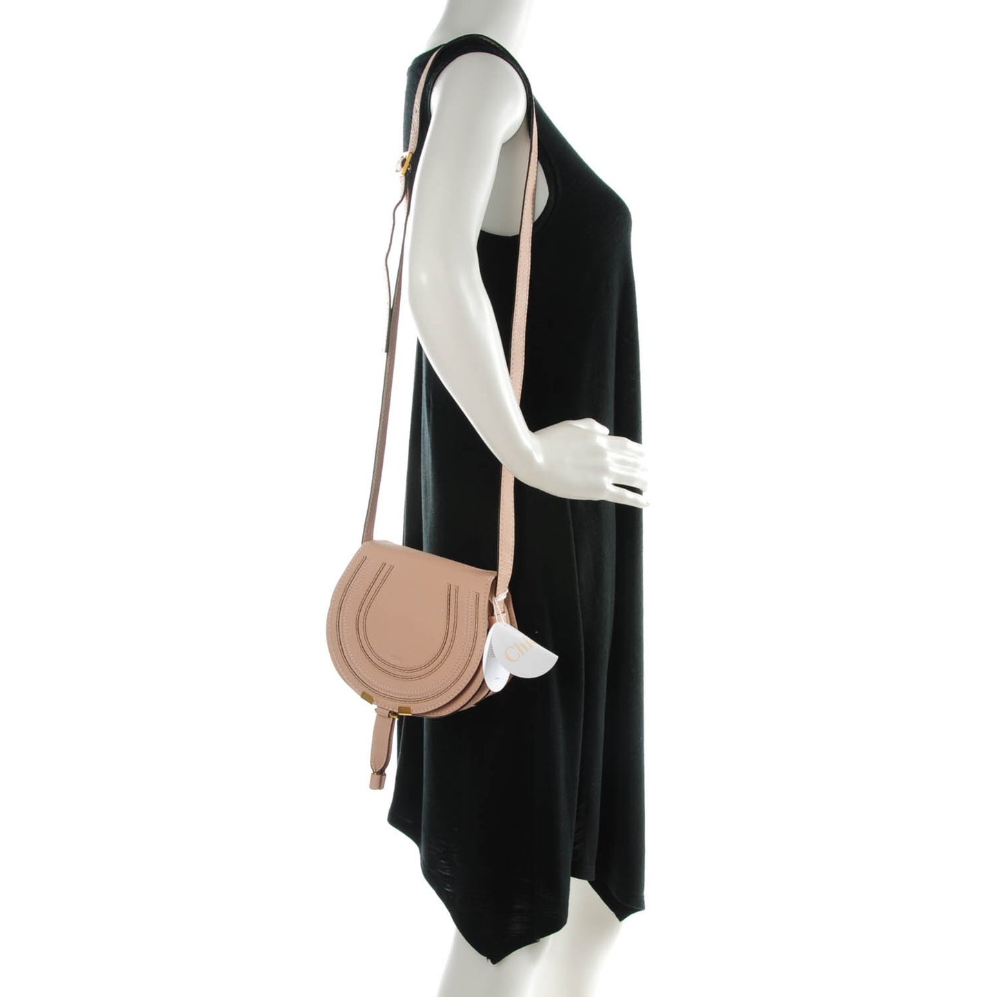 Calfskin Mini Marcie Round Crossbody Bag Blush Nude