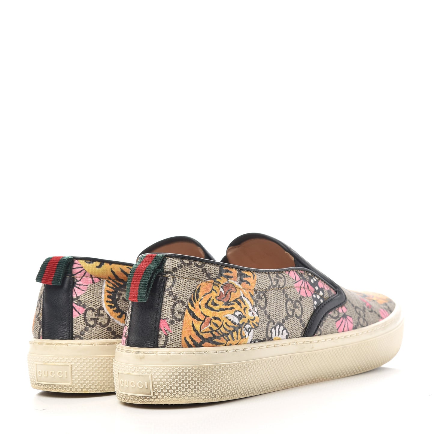 GG Supreme Monogram Bengal Womens Dublin Slip On Sneakers 38.5 Beige Pink