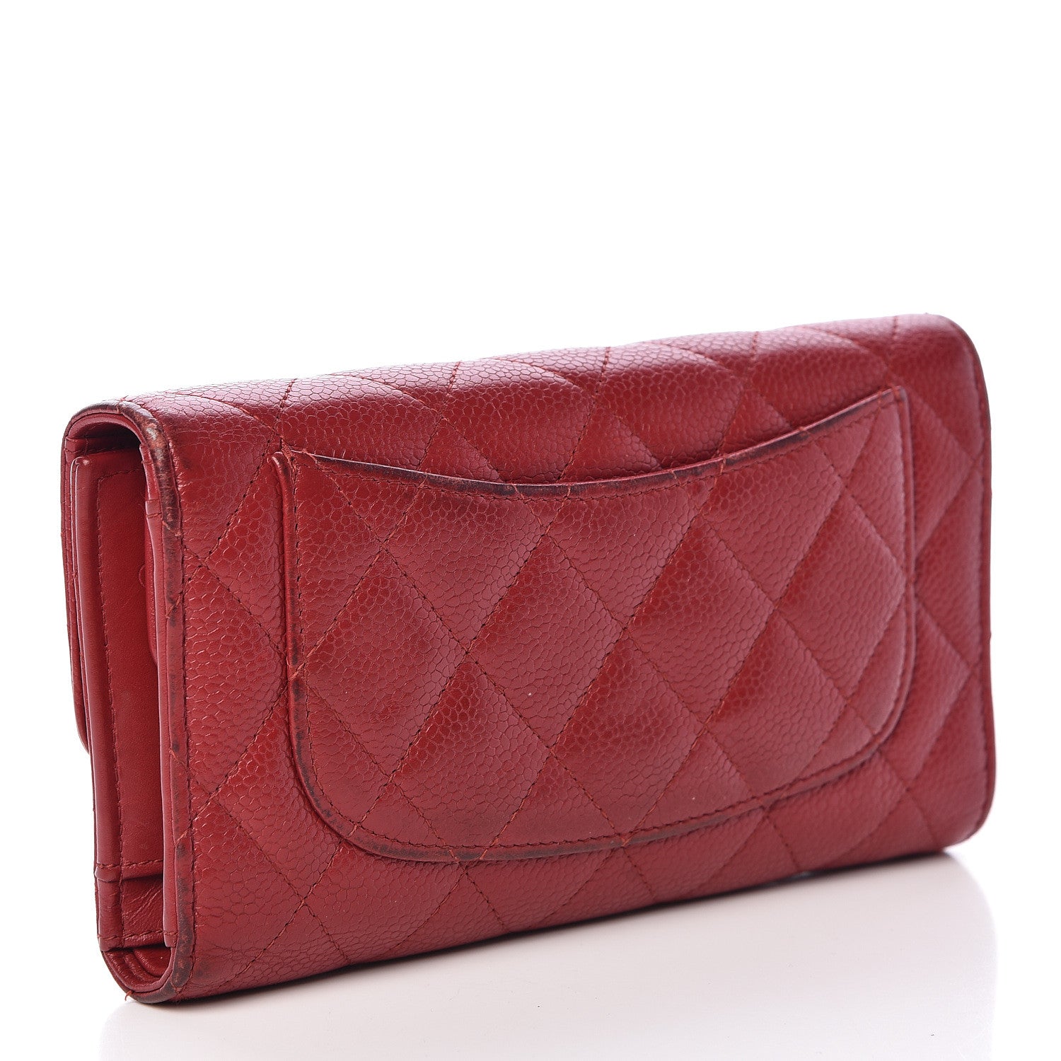 Chanel Caviar Quilted Large Flap Wallet Dark Red 3 of 24