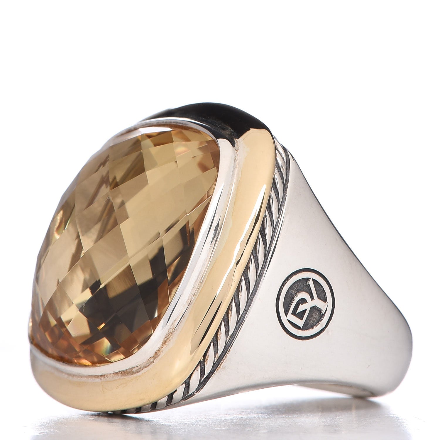 David Yurman Sterling Silver 18K Yellow Gold Champagne Citrine 18mm Albion Statement Ring 49 5 3 of 5