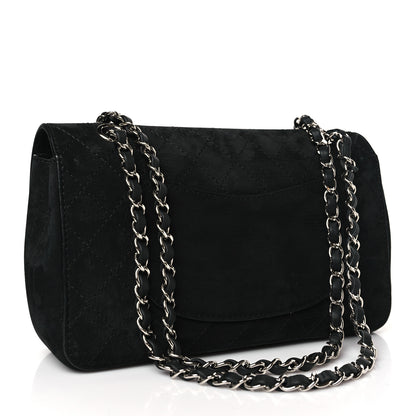 Chanel Suede Quilted Medium Double Flap Black 3 of 9