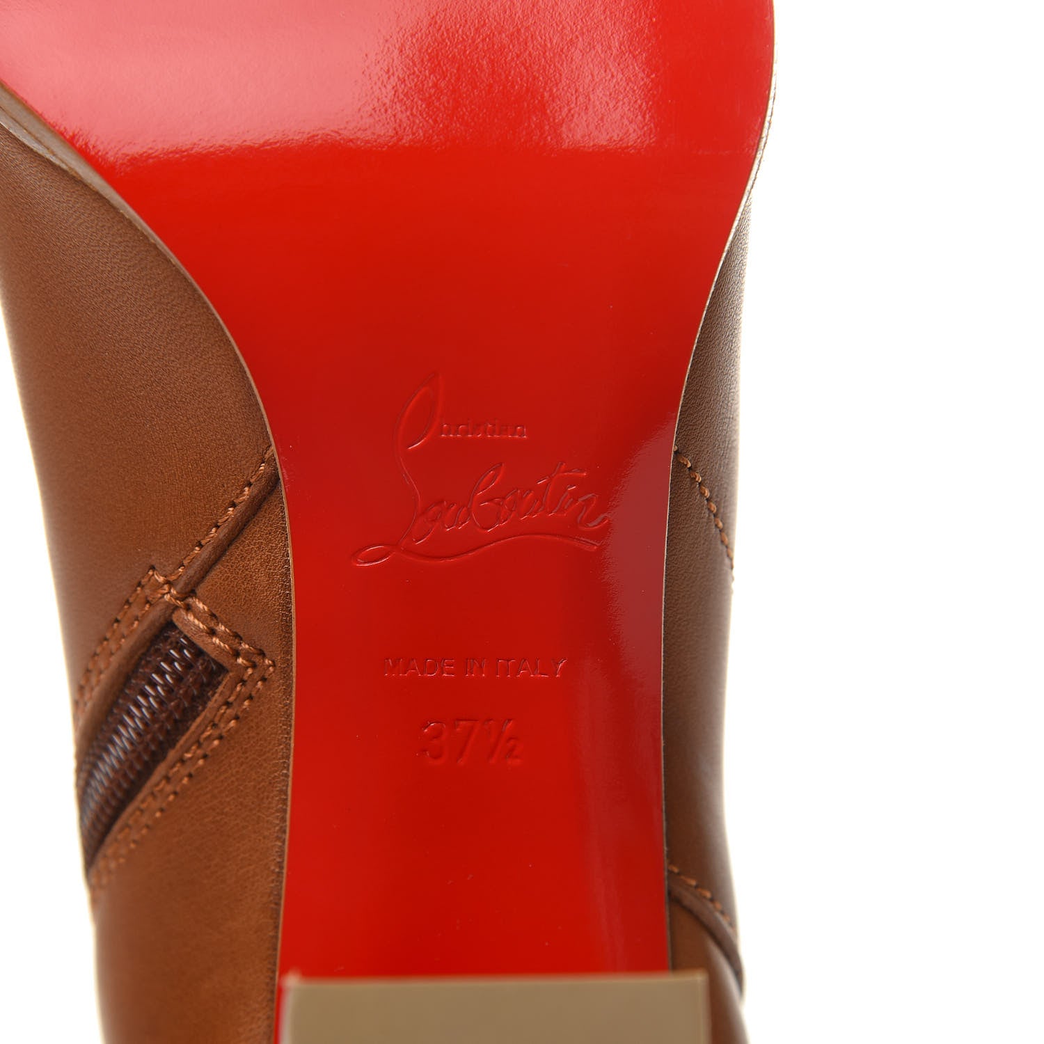 Christian Louboutin Calfskin Janis 85 Booties 37.5 Cuoio 6 of 8