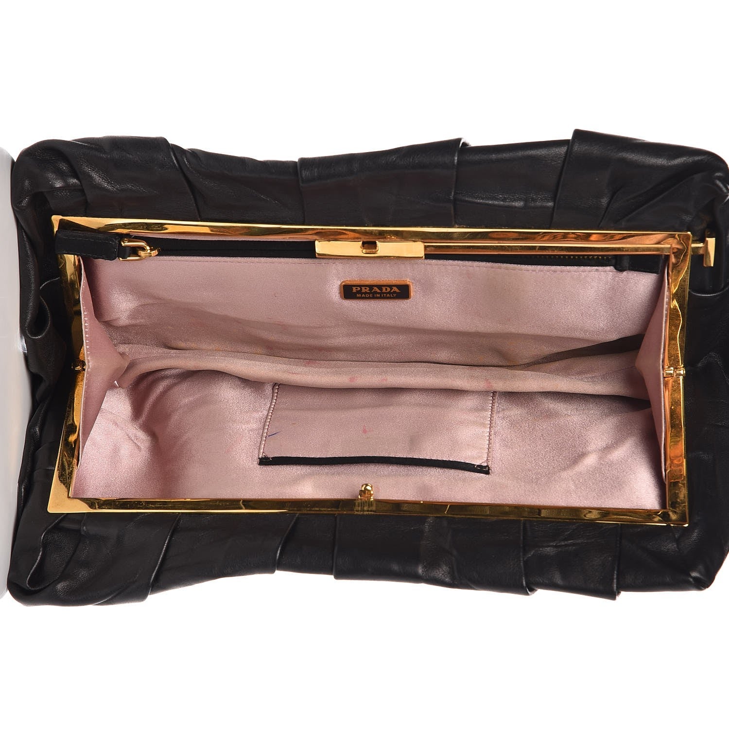 Prada Nappa Pleated Clutch Nero Black 5 of 9