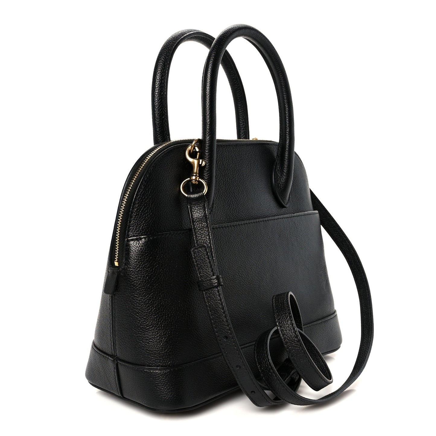 Grained Calfskin Logo S Ville Top Handle Bag Black White