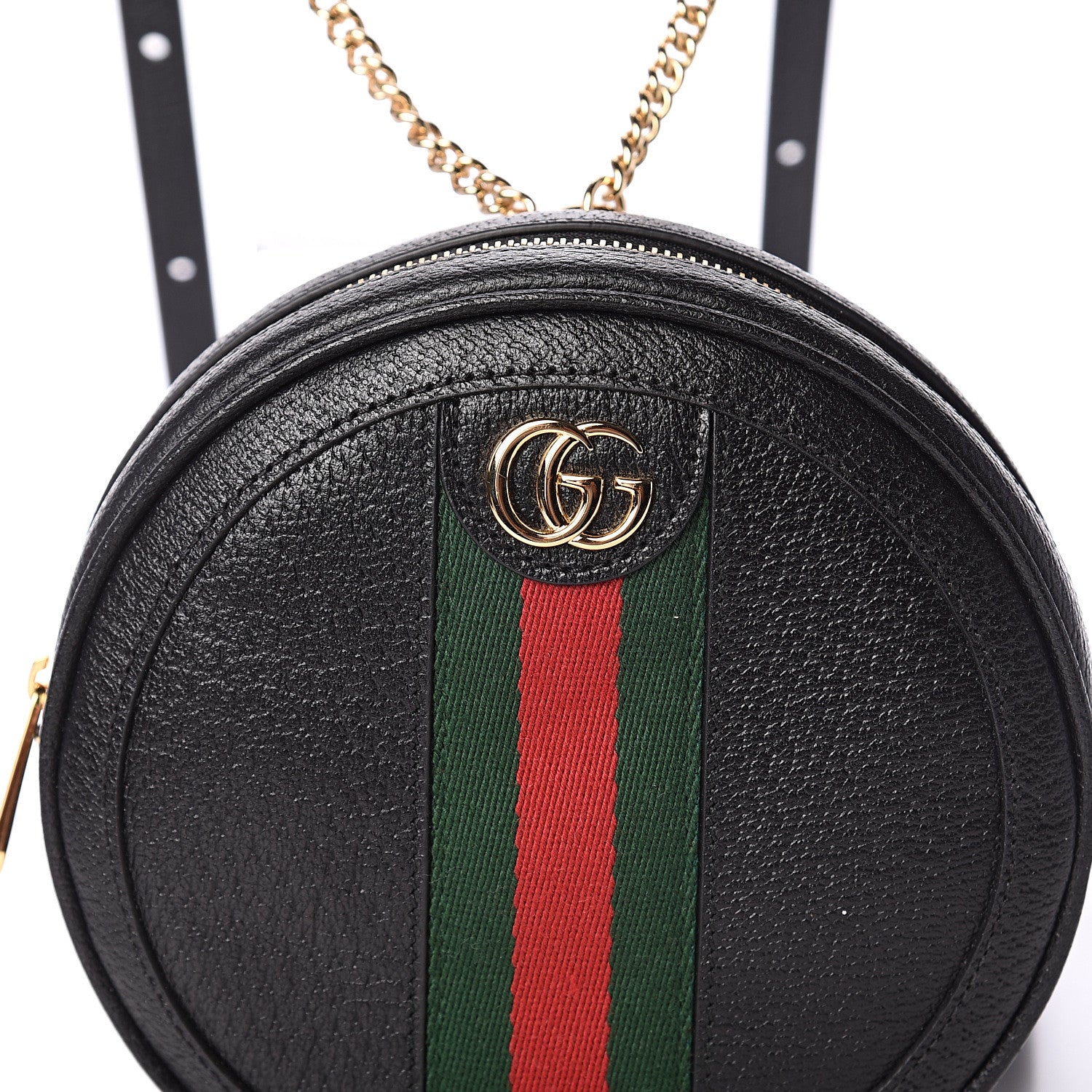 Gucci Grained Calfskin Web Mini Ophidia Round Backpack Black 6 of 8