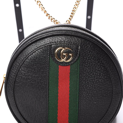 Gucci Grained Calfskin Web Mini Ophidia Round Backpack Black 6 of 8