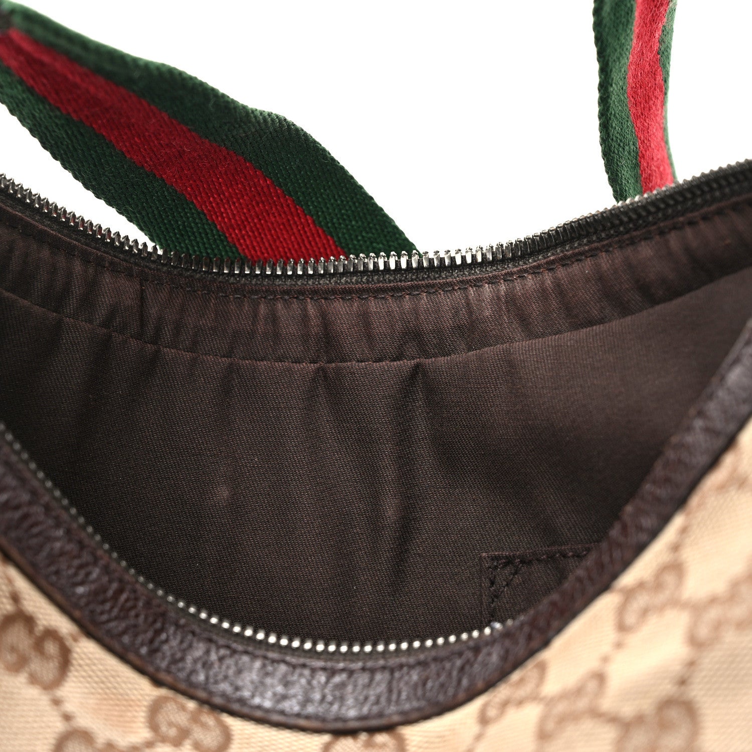 Gucci Monogram Web Medium Half Moon Hobo Dark Brown 15 of 16