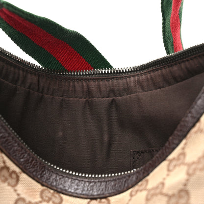Gucci Monogram Web Medium Half Moon Hobo Dark Brown 15 of 16