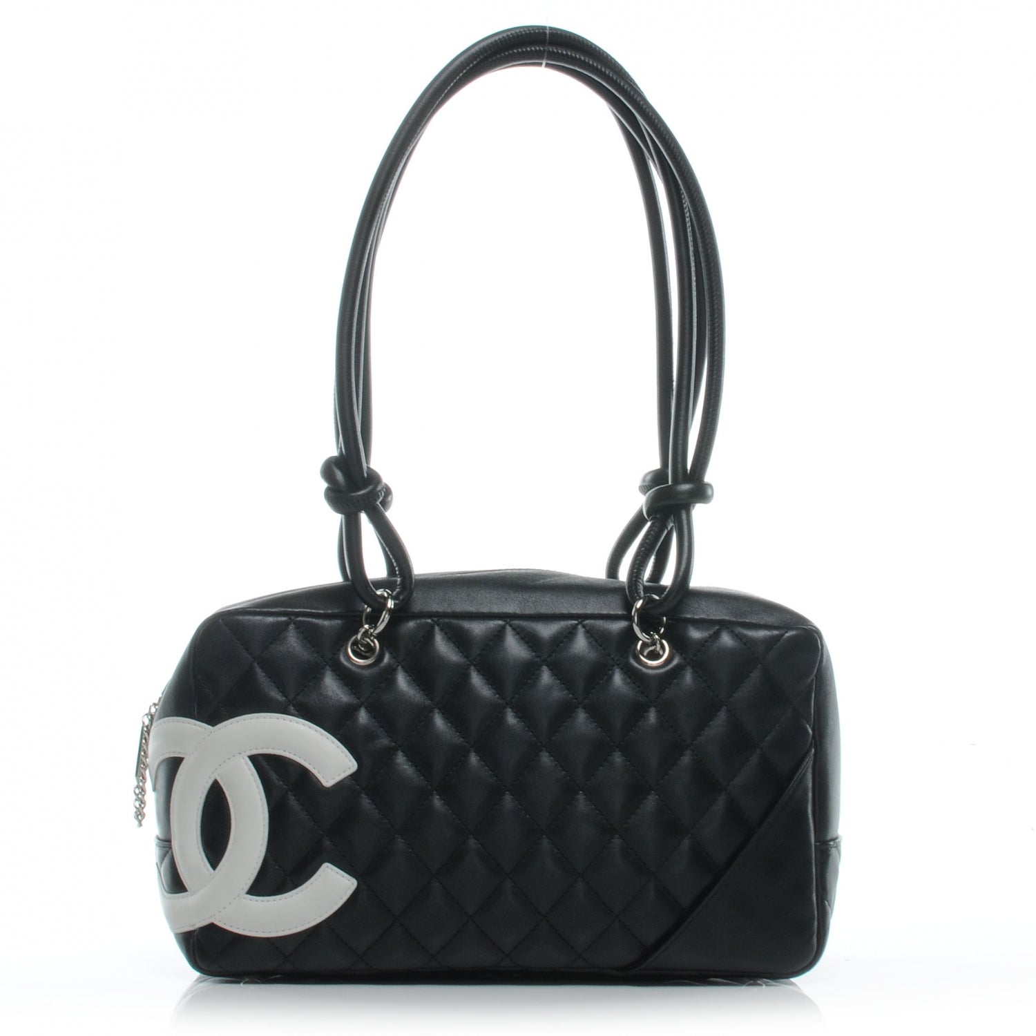 Chanel Calfskin Quilted Large Cambon Bowler Black White 1 of 7