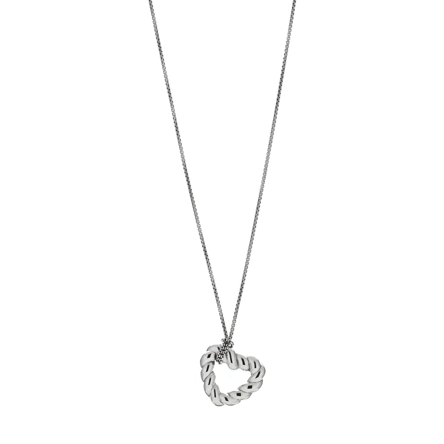 Sterling Silver Cable Heart Pendant Necklace