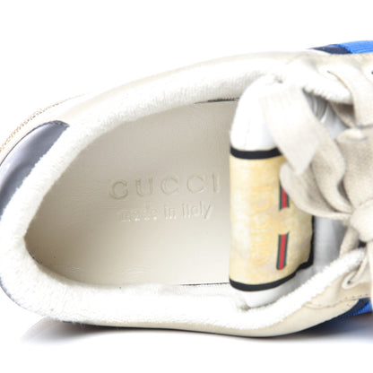 Gucci Nubuck Mini GG Monogram Web Mens Screener Sneakers 8 London Blue Dusty Milk 10 of 14