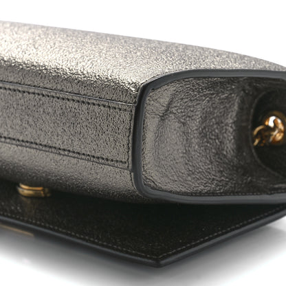 Saint Laurent Metallic Calfskin Small Classic Monogram Kate Satchel Pewter 9 of 9