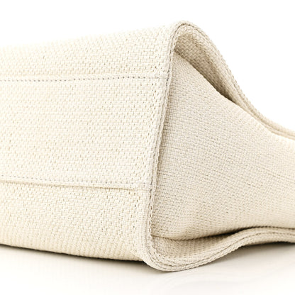 Chanel Woven Straw Raffia Small Deauville Tote White Navy 10 of 12