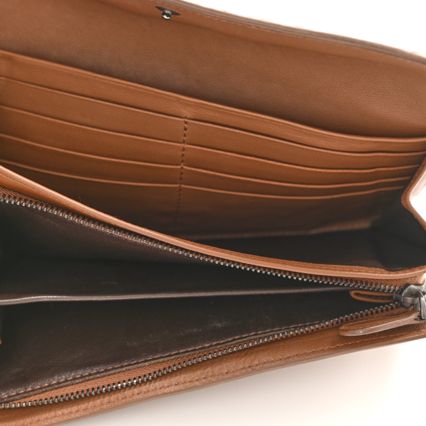 Nappa Intrecciato Continental Flap Wallet Brown