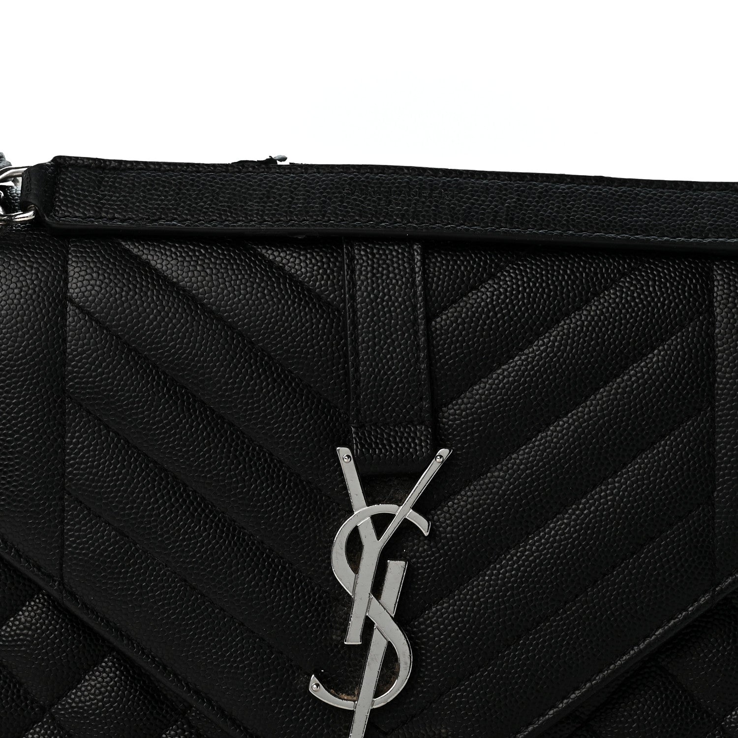 Saint Laurent Grain De Poudre Textured Mixed Matelasse Triquilt Medium Monogram Satchel Black 8 of 13