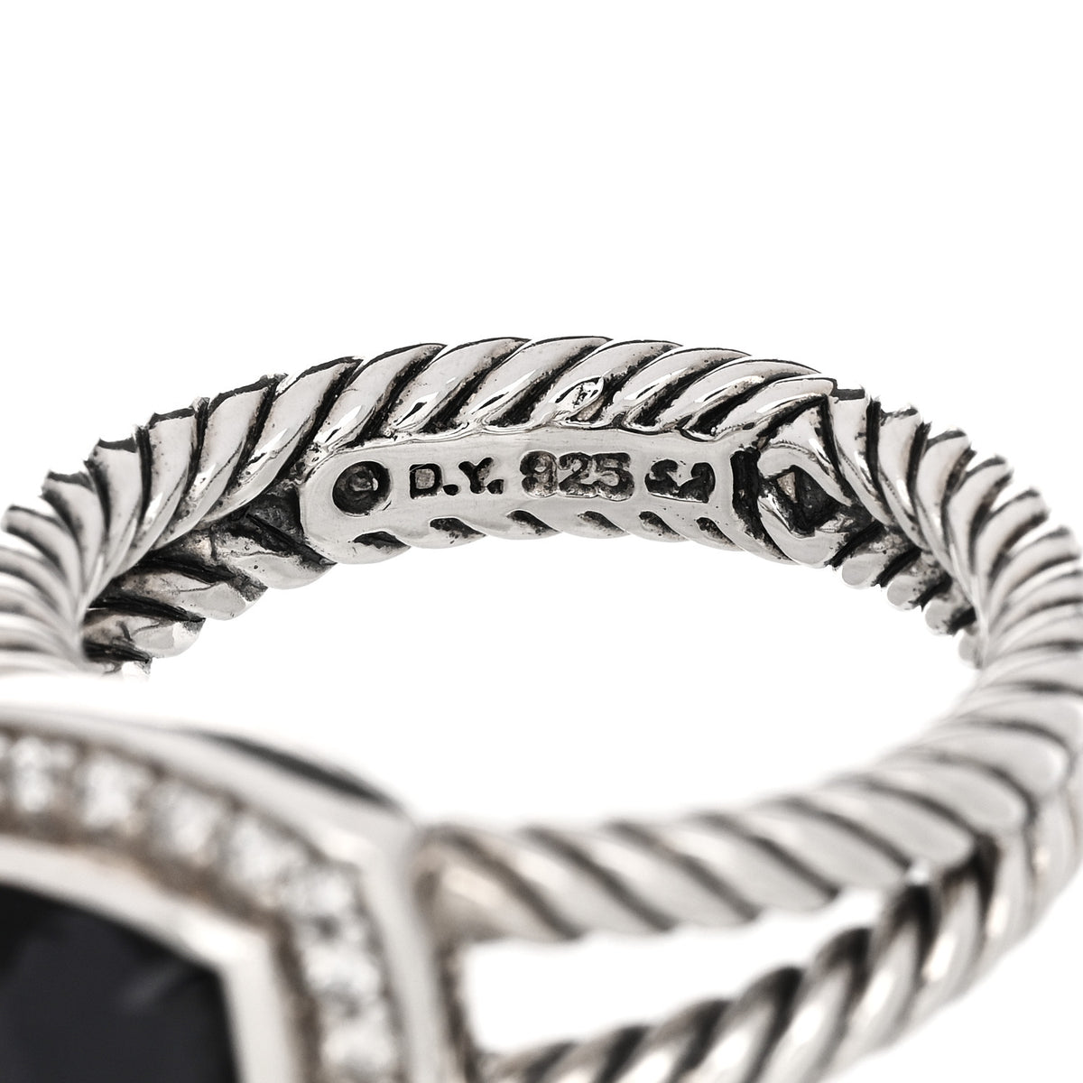 David Yurman Sterling Silver Diamond Black Orchid 7mm Petite Albion Ring 52 6 5 of 5