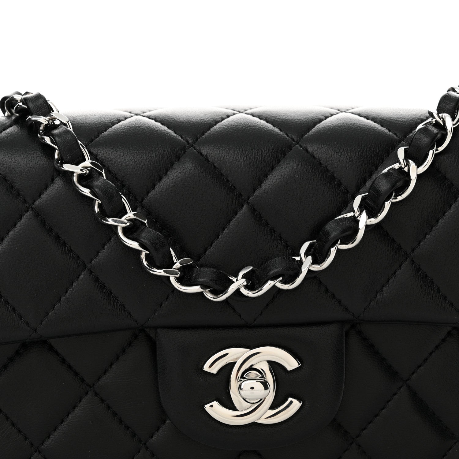 Chanel Lambskin Quilted Mini Rectangular Flap Black 8 of 10