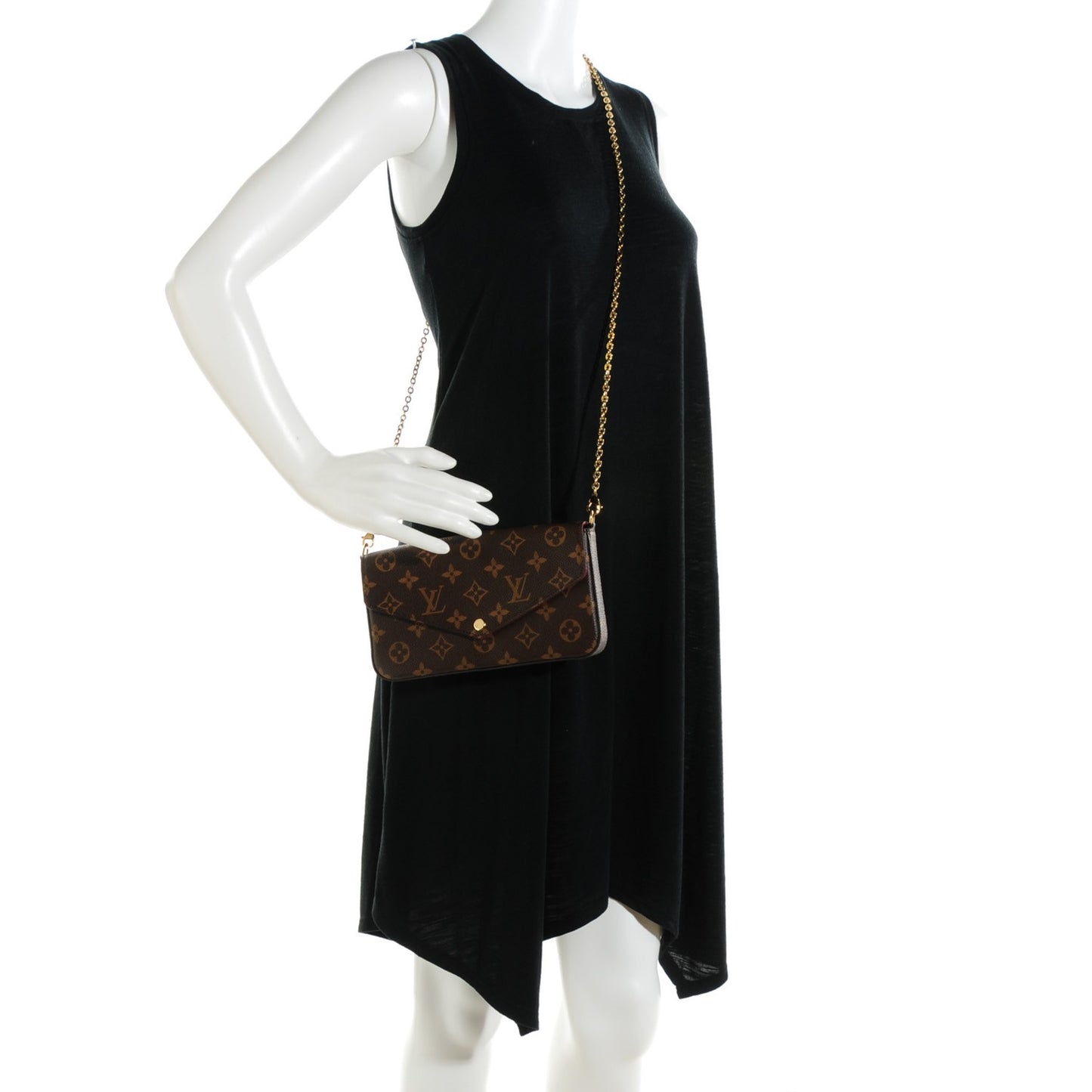 Monogram Pochette Felicie Chain Wallet Fuchsia