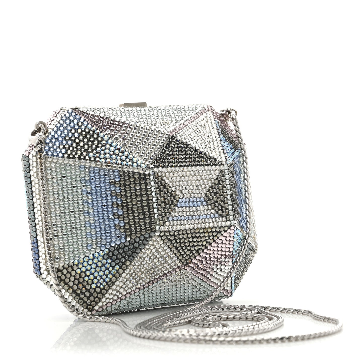 Swarovski Crystal Minaudiere Clutch Silver Multicolor