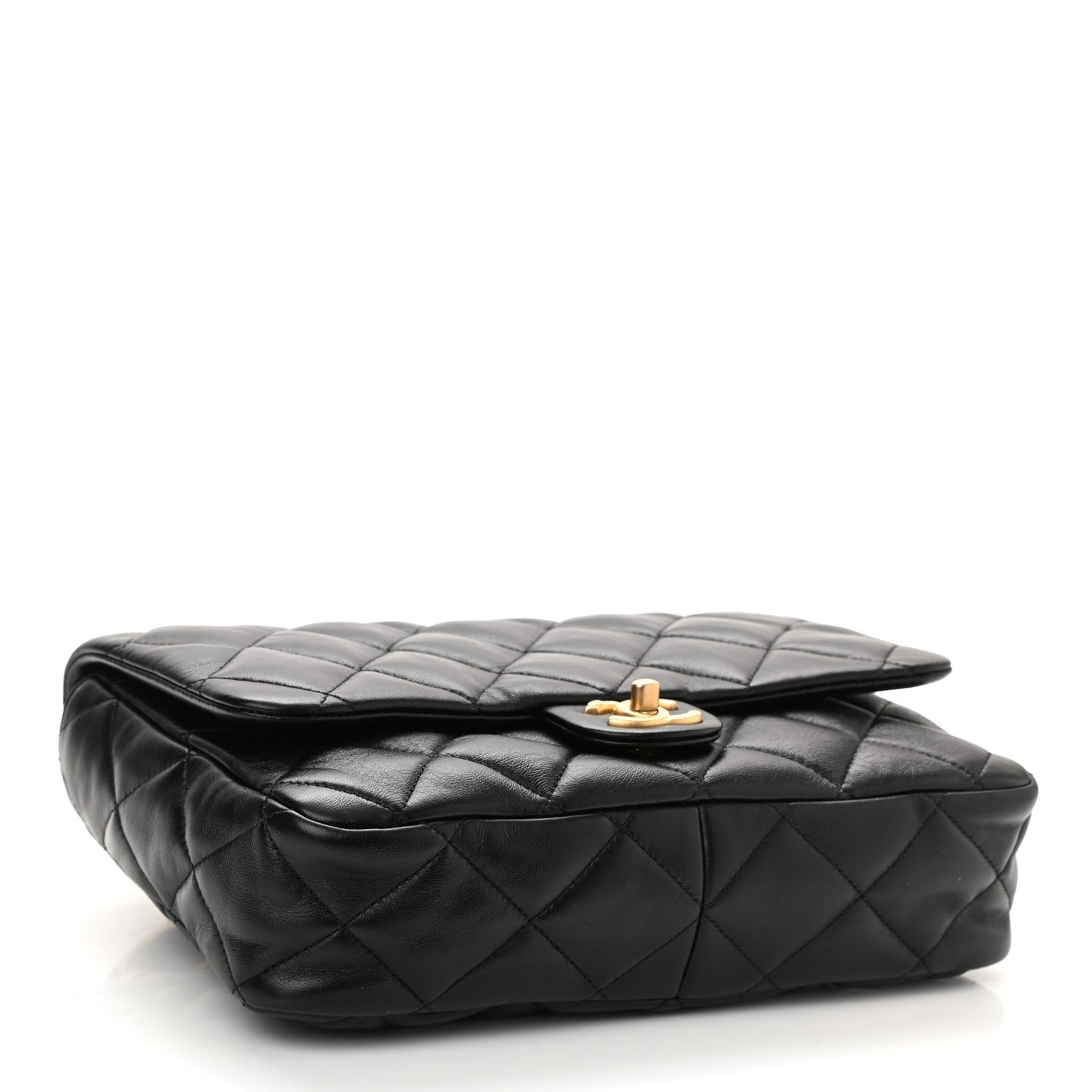 Lambskin Quilted Large CC Funky Town Flap Black