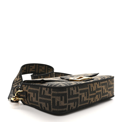 Fendi Fabric Jacquard FF 1974 Medium Baguette Tobacco Moro Black 4 of 10