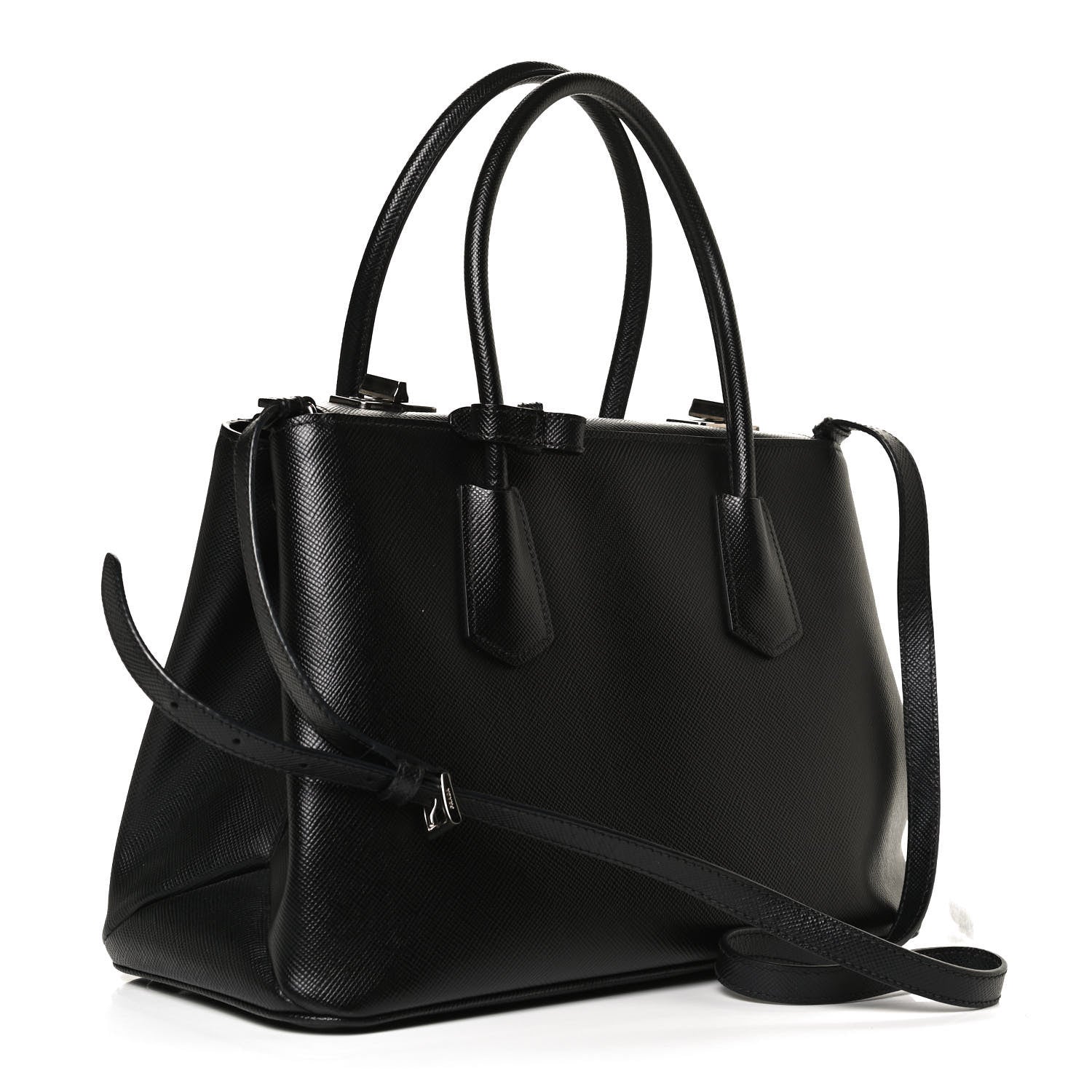Prada Saffiano Cuir Twin Tote Black 3 of 12