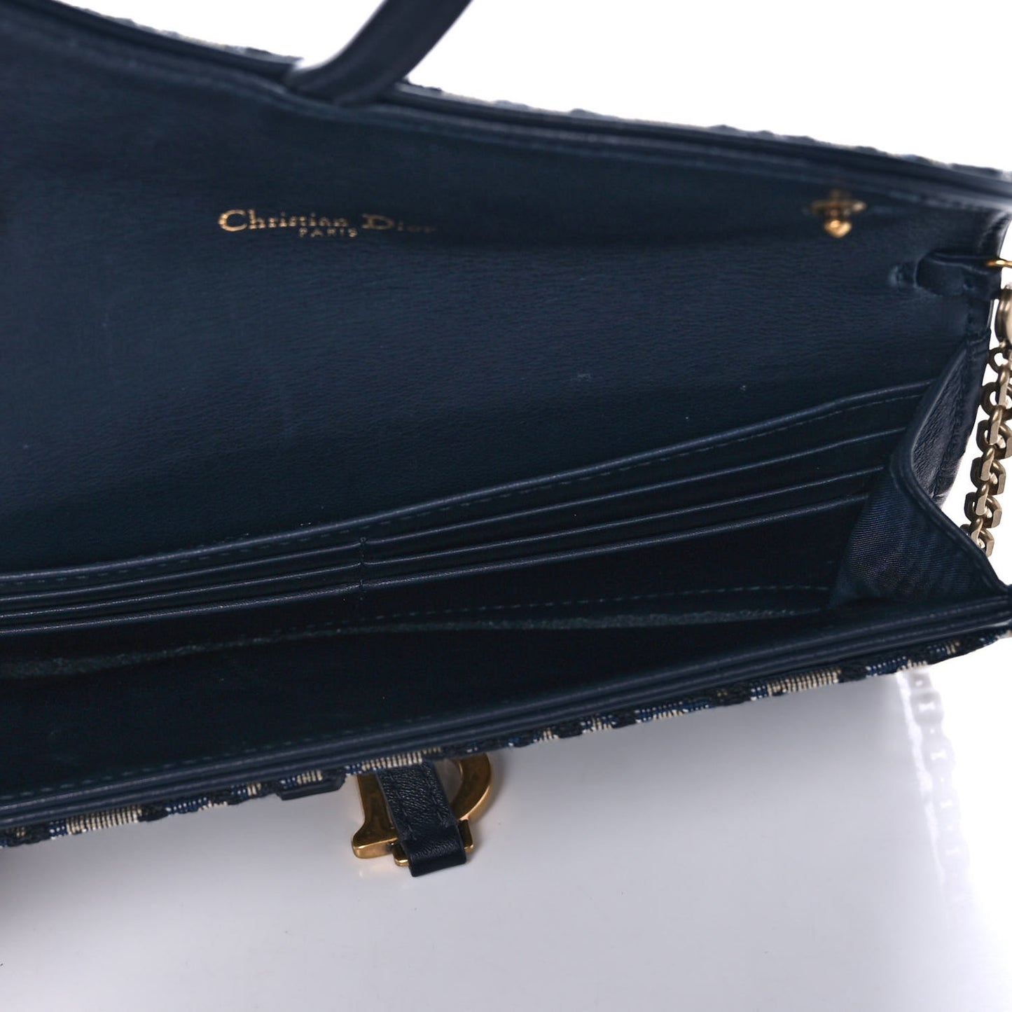 Oblique Saddle Chain Long Wallet Blue