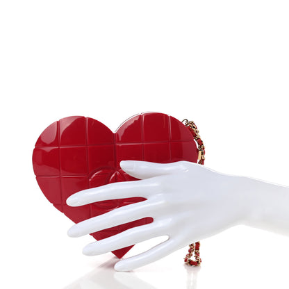 Chanel Plexiglass Heart Minaudiere Clutch Red 2 of 7