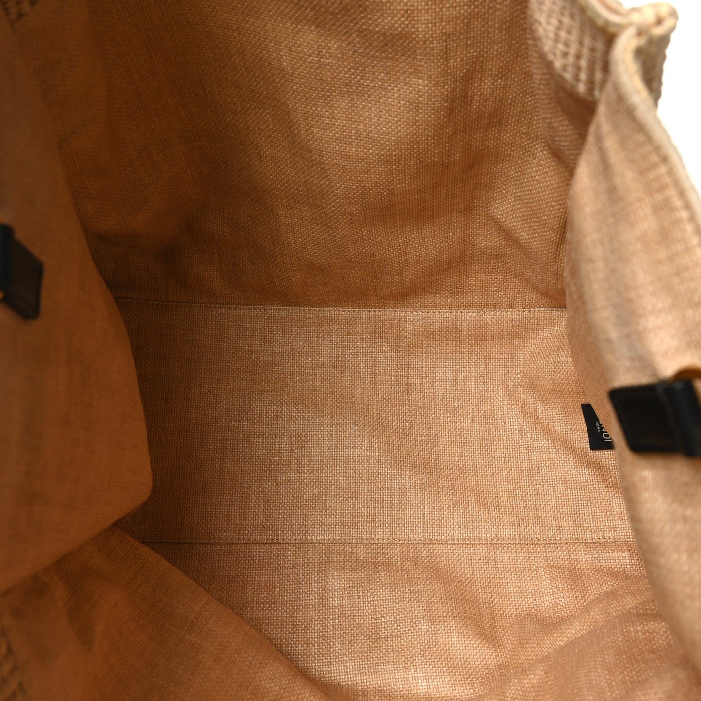 Straw Vitello King Plexiglass Woven Large Fendi Sunshine Shopper Tote Natural Black