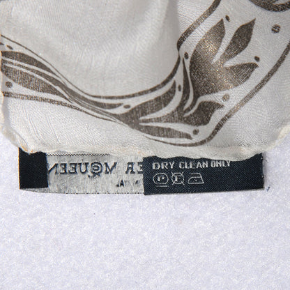 Alexander McQueen Silk Chiffon Skull Snake Scarf White Silver 6 of 6
